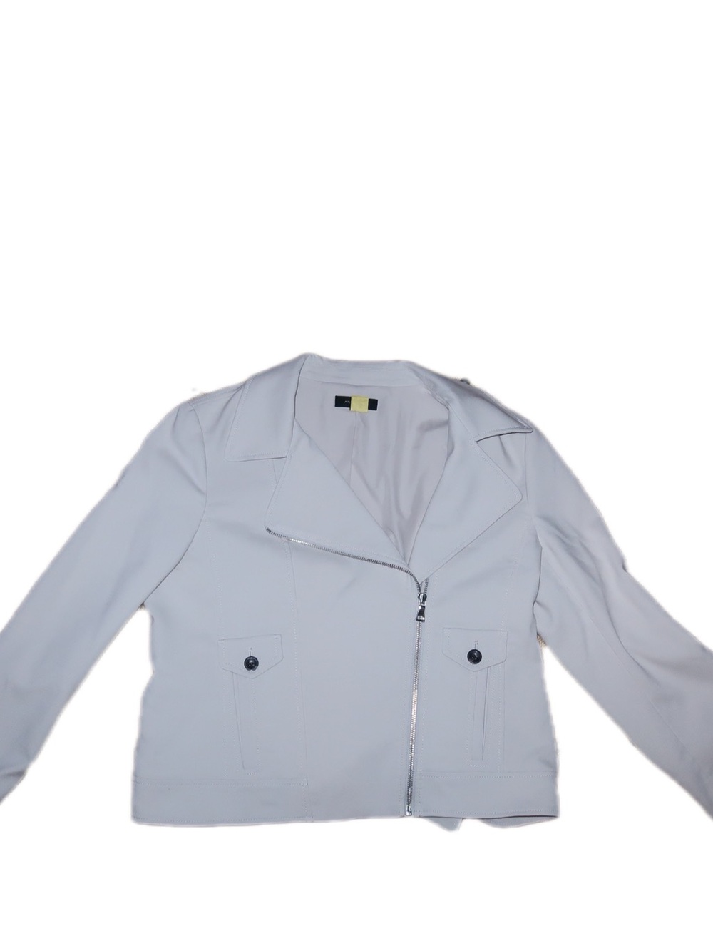 Ann Taylor White Asymmetrical Zip Leather Jacket